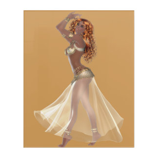 Gold, Belly Dancer Acrylic Wall Art, 16" x 20" Print
