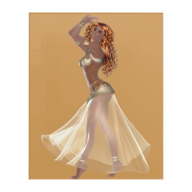 Gold, Belly Dancer Acrylic Wall Art, 16" x 20" Print (Front)