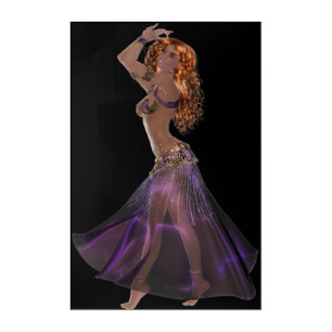 Gold, Belly Dancer Acrylic Wall Art, 24" x 36" Print