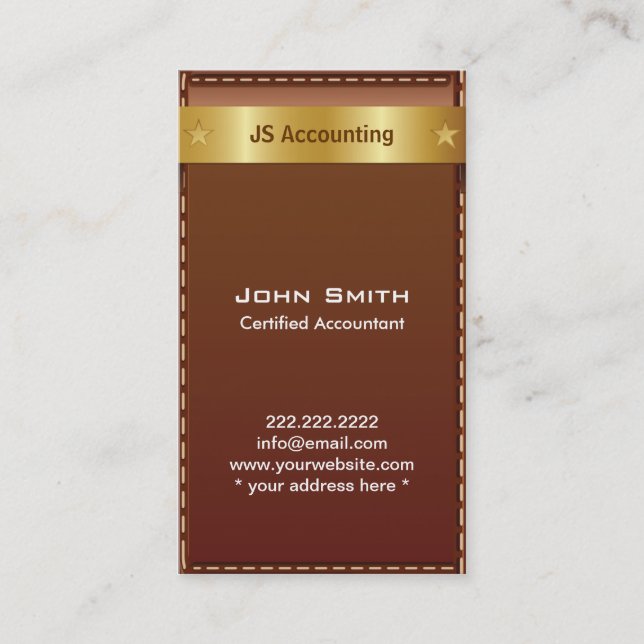 Gold Belt Leather Accountant Business Card (Front)