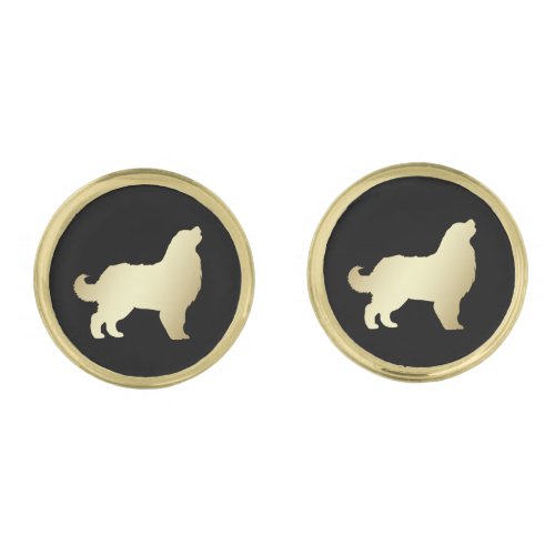 Gold Bernese Mountain Dog on Black Cufflinks