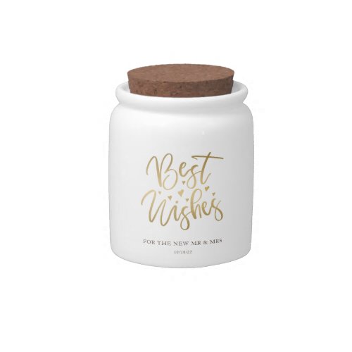 Gold Best Wishes for the Mr and Mrs Wedding Candy Jar