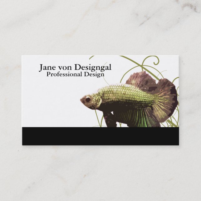 Gold Betta Siamese Fighting Fish Business Card (Front)