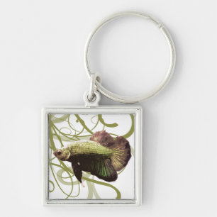 Gold Betta Siamese Fighting Fish Keychain
