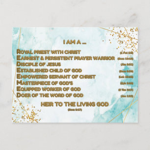 Gold Biblical Affirmations Acrostic w_Scripture 3 Postcard