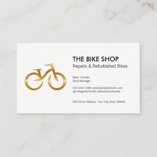 Gold Bicycle Logo  Repair Seller Shop Appointment Card