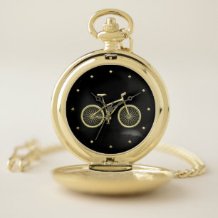 Gold Bicycle Pocket Watch
