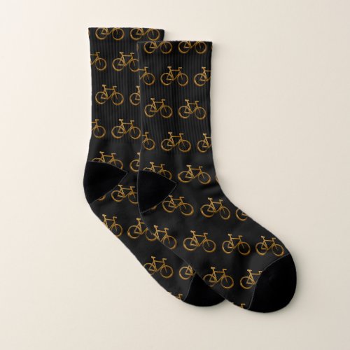 Gold Bicycle Socks by Leslie Harlow