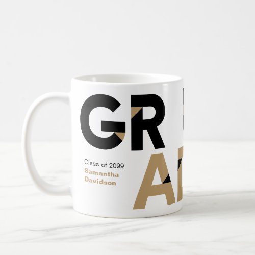 Gold Big Bold Angle_Cut Letters Graduation Coffee Mug