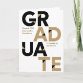 Gold Big Bold Angle-Cut Letters Graduation Invitation (Front)