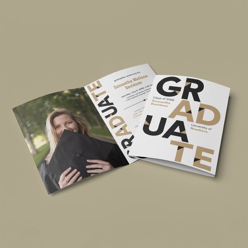 Gold Big Bold Angle_Cut Letters Graduation Invitation