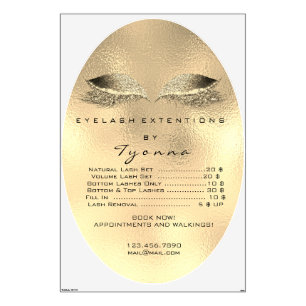 Gold Big Glitter Metallic Price List Lashes Makeup Wall Decal