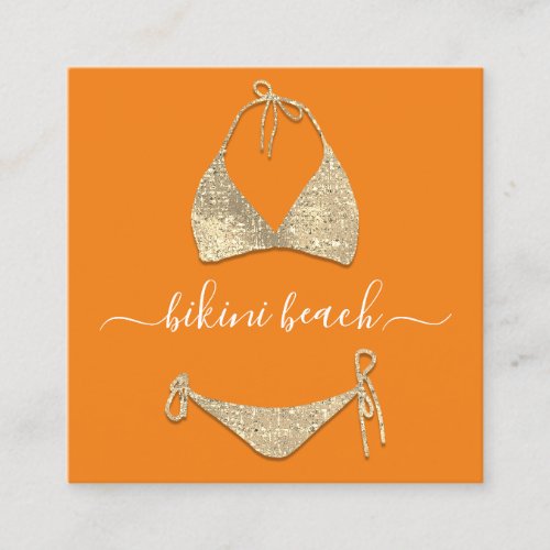 Gold Bikini Lingerie Beach Costume Underwear Shop Square Business Card