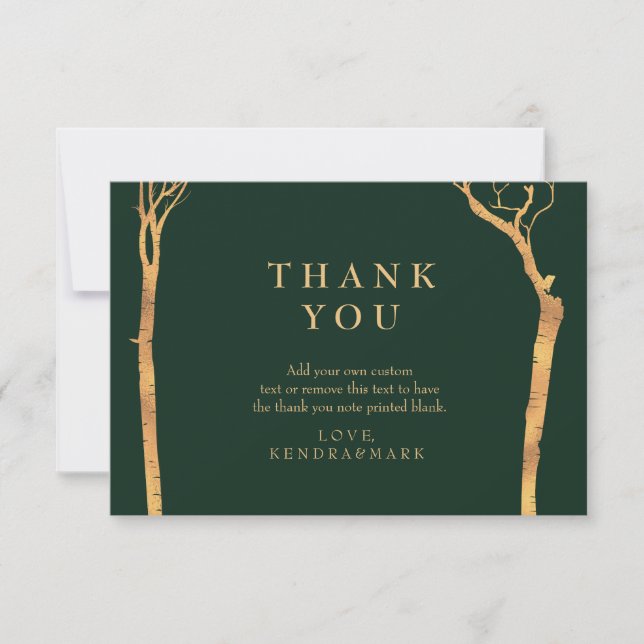 Gold Birch Tree Thank You Cards (Front)