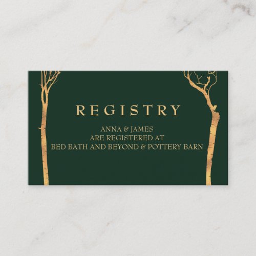 Gold Birch Tree  Wedding Registry Card