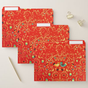 Gold Bird Couple Robin One I Love Winter Christmas File Folder