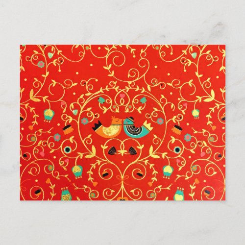 Gold Bird Couple Robin One I Love Winter Christmas Postcard