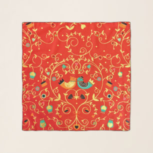 Gold Bird Couple Robin One I Love Winter Christmas Scarf