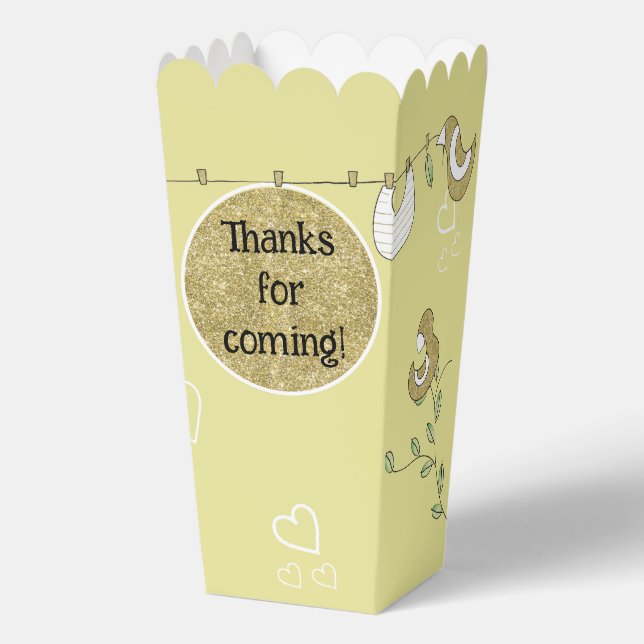 Gold Birds Baby Shower Favor Boxes (Front)