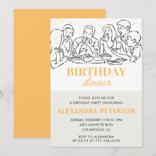 Gold Birthday Dinner 98th birthday invitation