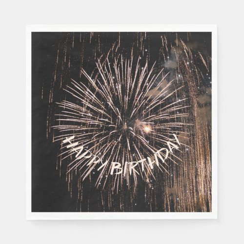 Gold Birthday Fireworks Napkins