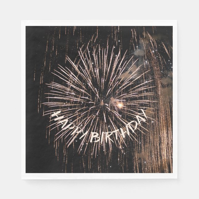 Gold Birthday Fireworks Napkins (Front)