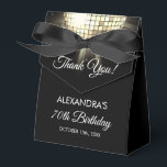 Gold Birthday Party 70's Disco Ball Thank You Favor Boxes<br><div class="desc">Elevate your 70th birthday celebration with our Gold 70th Birthday Party 70's Disco Ball Favor Box. This favor box captures the essence of the disco era, making it the perfect choice for a disco-themed bash or any event where you want to infuse a touch of '70s magic. In a dazzling...</div>