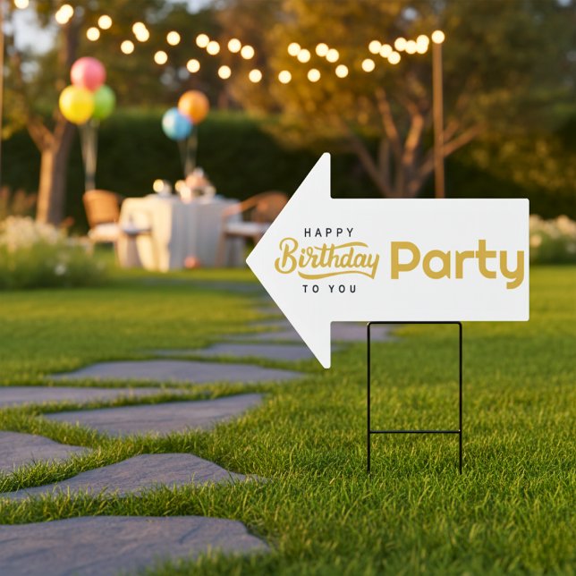 Gold Birthday Party Arrow Sign (Gold Birthday Party Arrow Sign)