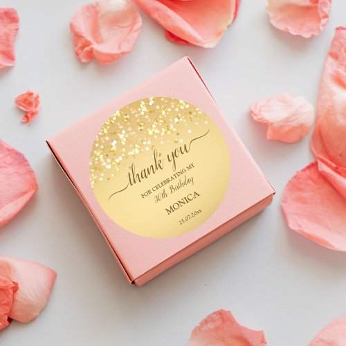 Gold birthday party elegant minimalist thank you