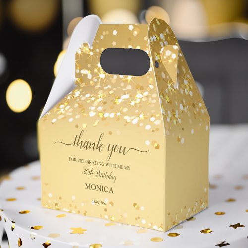 Gold birthday party elegant minimalist thank you