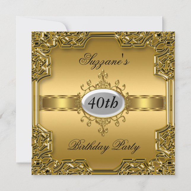 Gold Birthday Party Glamour Hot Invitation Gold (Front)