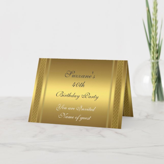 Gold  Birthday Party Invitation (Front)