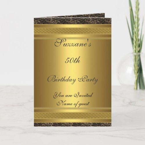 Gold  Birthday Party Invitation 50th birthday