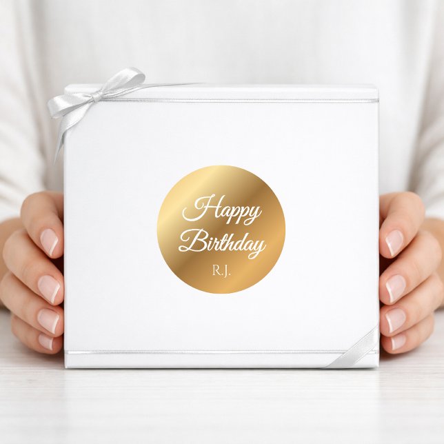 Gold Birthday Sticker | Custom Monogram Label (Creator Uploaded)