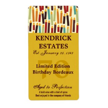 Gold Birthday Wine Label (375ml) by DaisyPrint at Zazzle