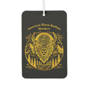 Gold Bison Amid Mountains and Trees Air Freshener