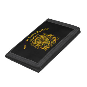 Gold Bison Amid Mountains and Trees Tri-fold Wallet