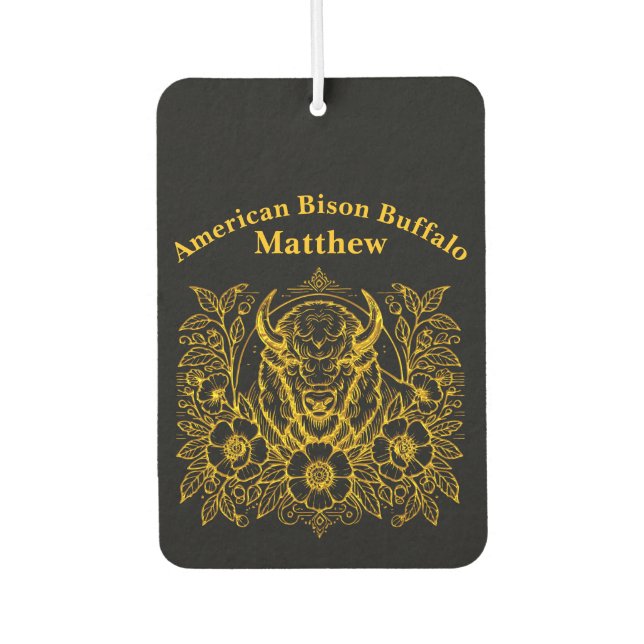 Gold Bison Among Flowers Air Freshener (Front)