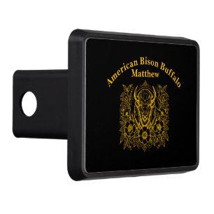 Gold Bison Among Flowers Hitch Cover
