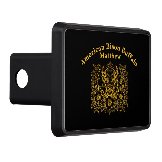 Gold Bison Among Flowers Hitch Cover (Right)