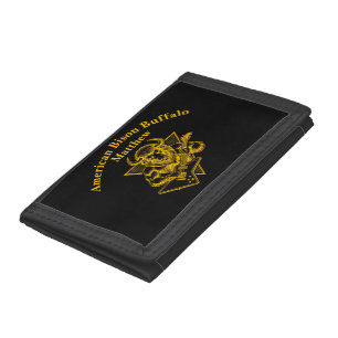 Gold Bison Buffalo Rocking out on Guitar Tri-fold Wallet