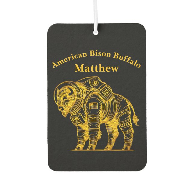 Gold Bison in Astronaut Suit Exploring Space Air Freshener (Front)