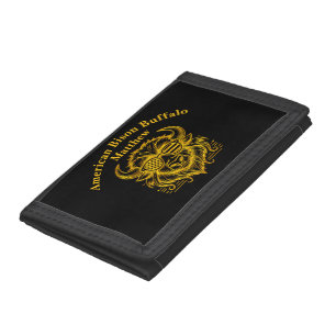 Gold Bison in Sunglasses Illustration Tri-fold Wallet