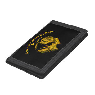 Gold Bison Portrait With Forest Silhouette Design Tri-fold Wallet