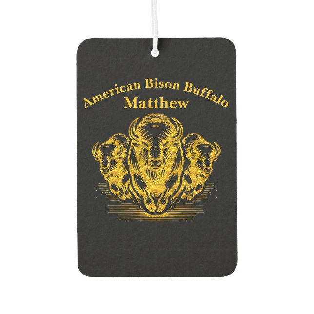 Gold Bison Stampede in a Wild Prairie Setting Air Freshener (Front)