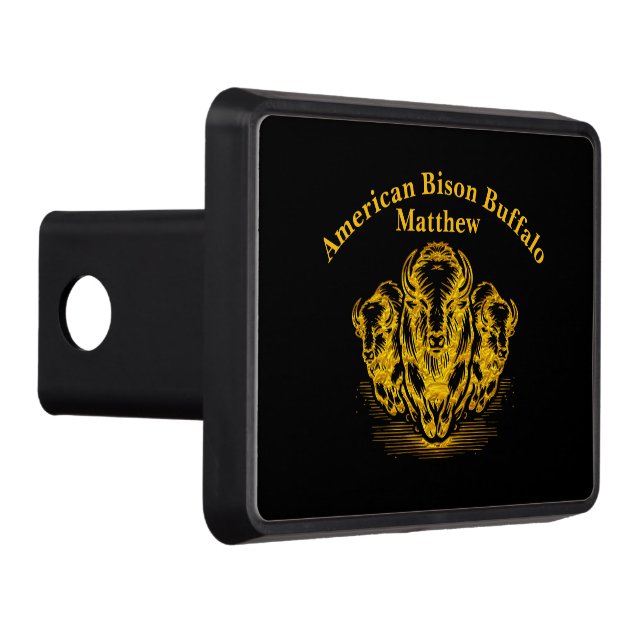 Gold Bison Stampede in a Wild Prairie Setting Hitch Cover (Right)