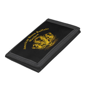 Gold Bison Stampede in a Wild Prairie Setting Tri-fold Wallet