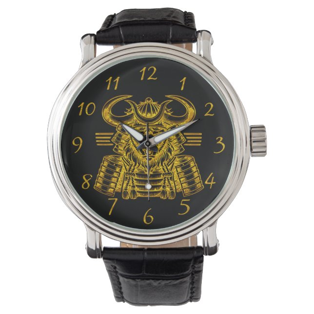 Gold Bison Warrior Design in Samurai Armor  Watch (Front)