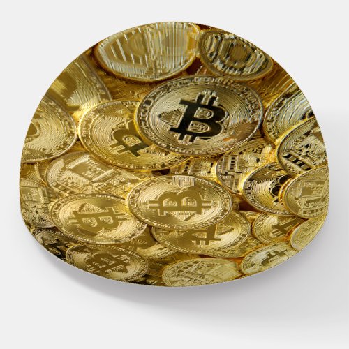 Gold Bitcoin BTC Cryptocurrency Coin Pattern Paperweight