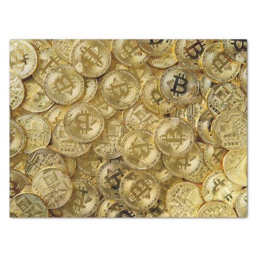 Gold Bitcoin BTC Cryptocurrency Coin Pattern Tissue Paper